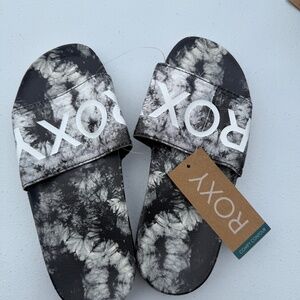 Roxy Women's Slippy Printed Slide Sandals - Black/White Fade SIZE 6